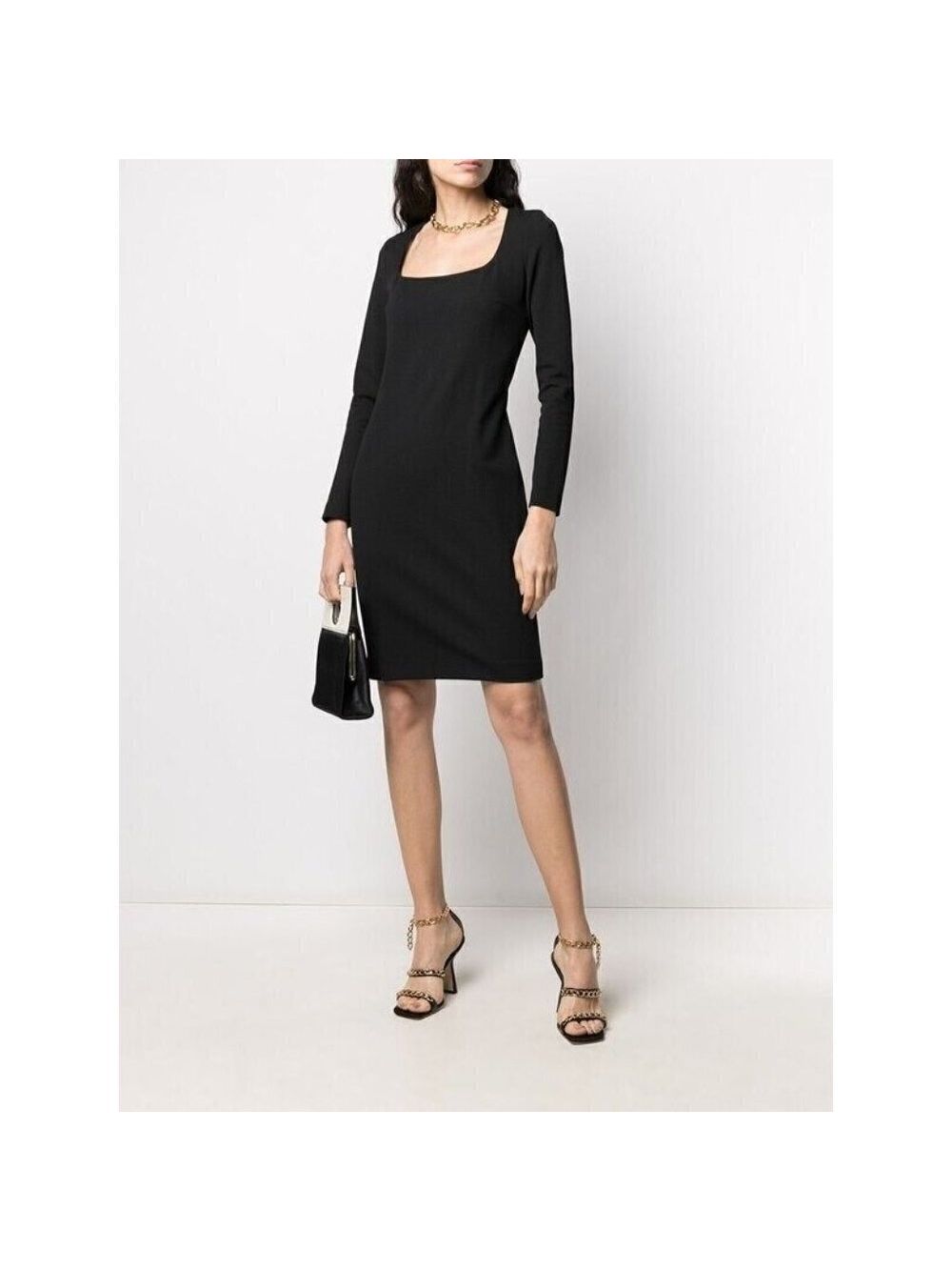 Hugo Boss Bnwot Womens "Dineka" Long Sleeve Black Fitted Dress Sz 14 Exposed Zip